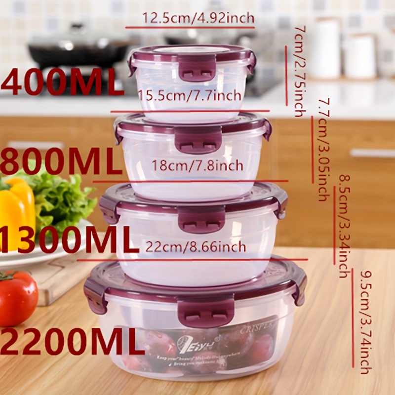 4pcs Plastic Refrigerator Storage Box