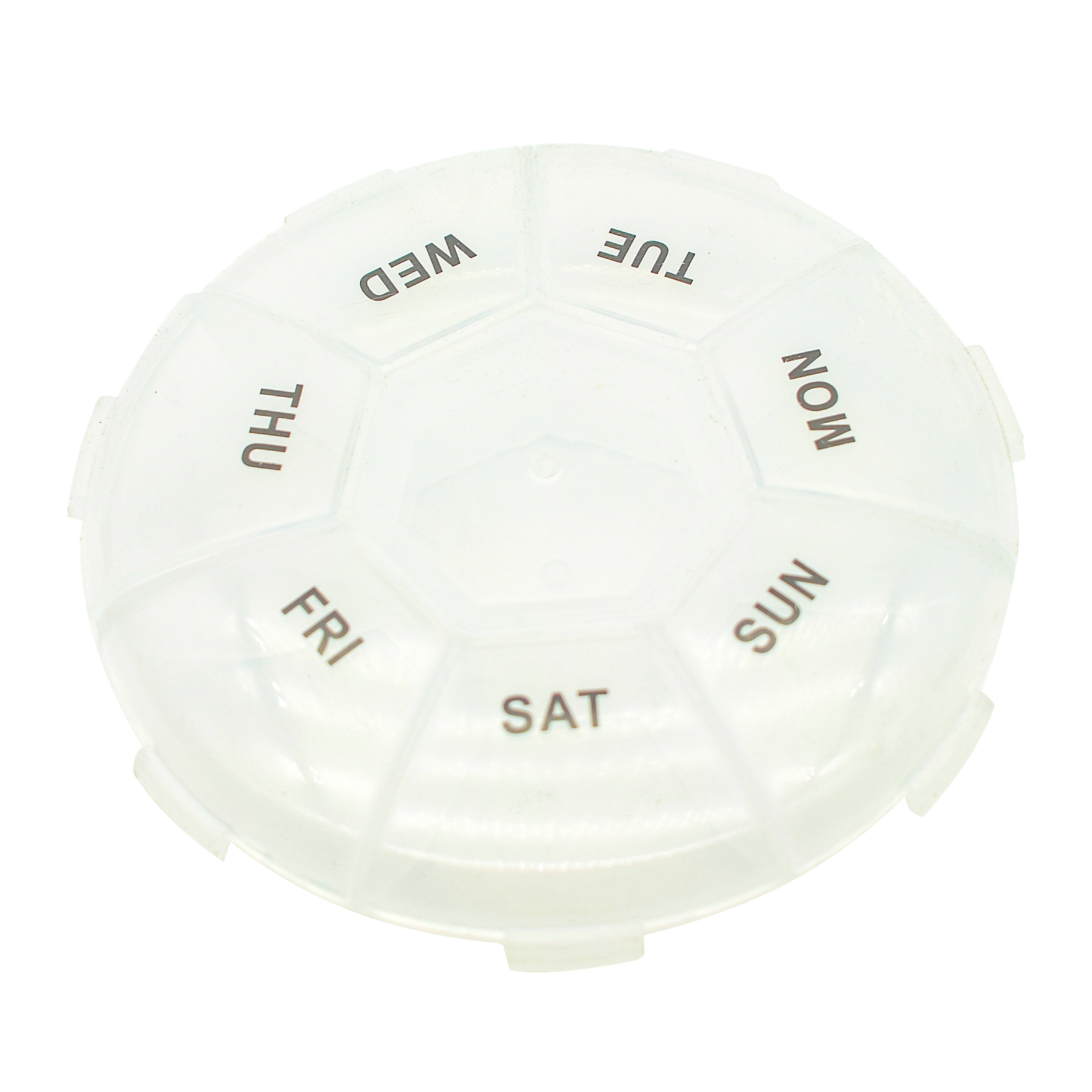  7 Grids Round Rotating Transparent Pill Box